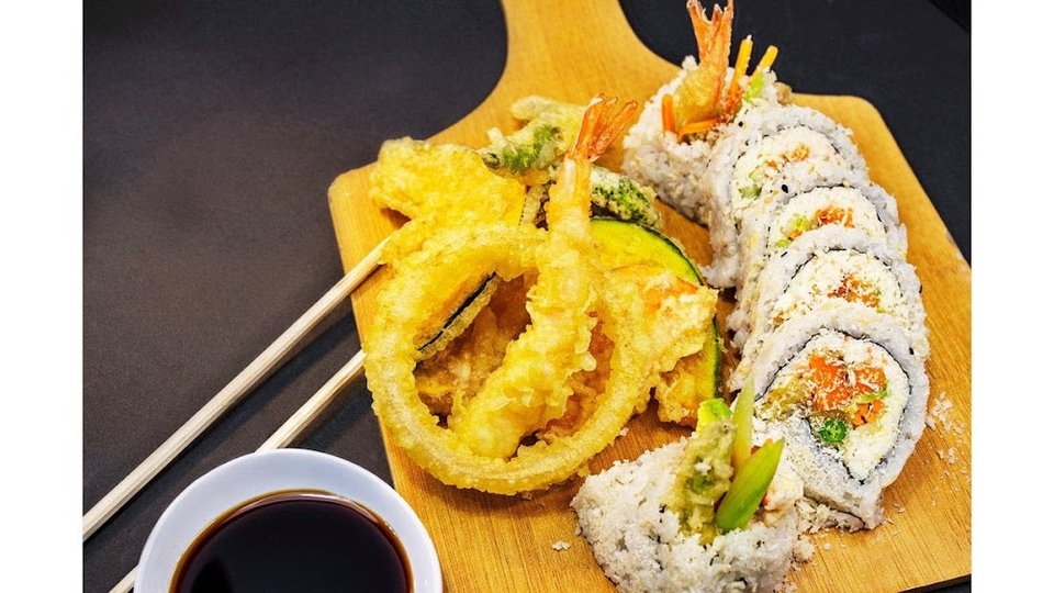 Printed menu with sushi sections