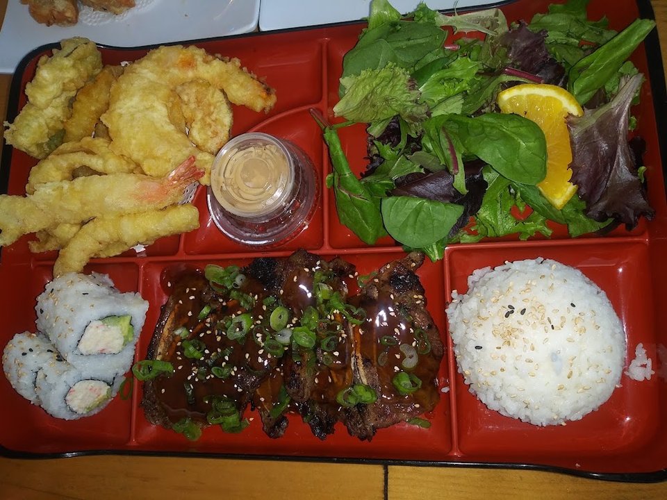 Takeout menu with bento and tempura