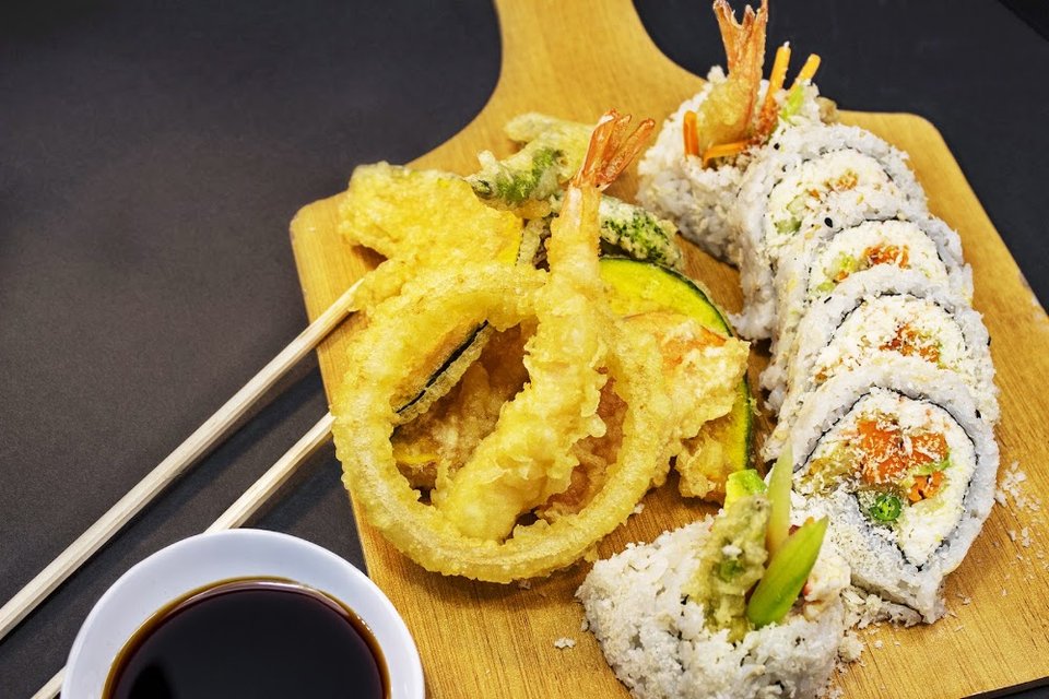 Menu page with bowls and rolls
