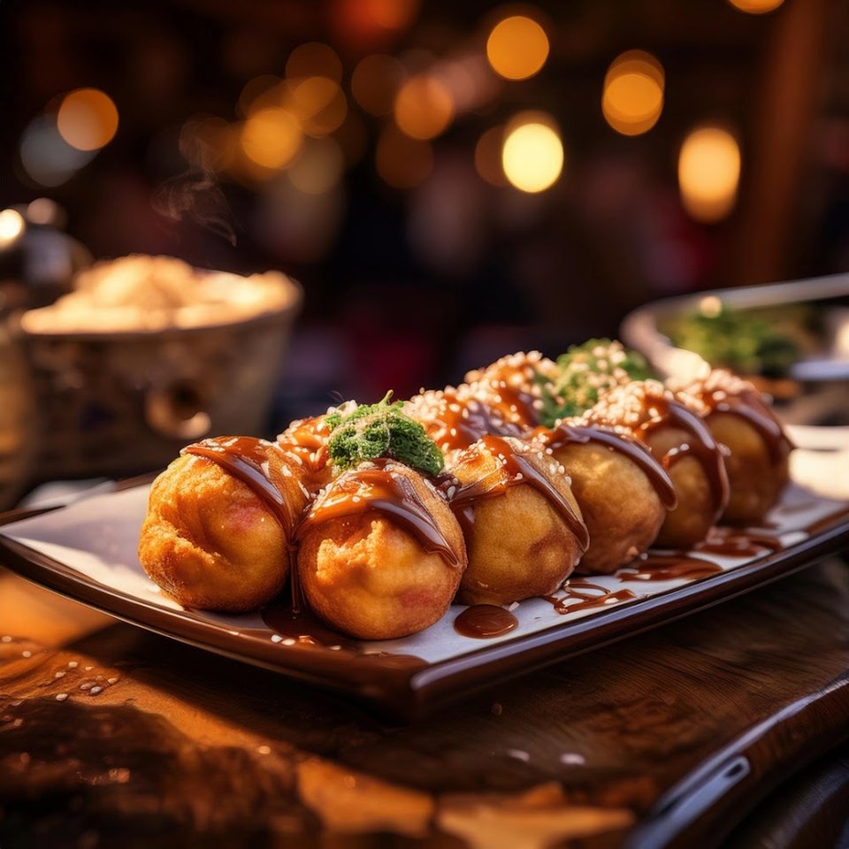 Menu page with bowls and rolls