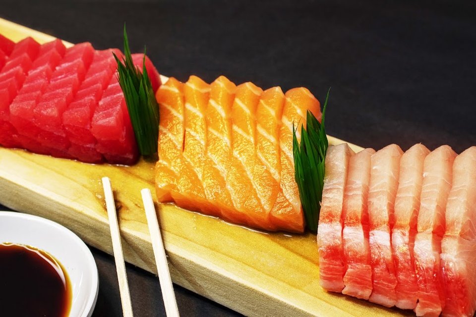Printed menu with sushi sections